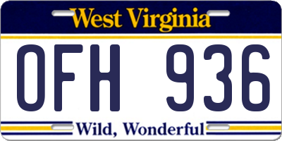 WV license plate OFH936