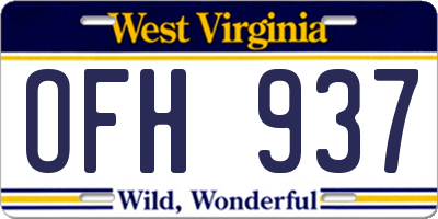 WV license plate OFH937