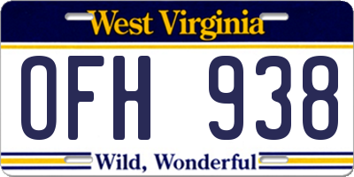 WV license plate OFH938