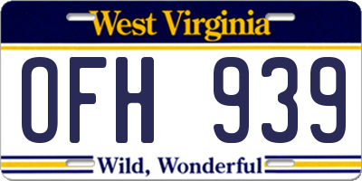 WV license plate OFH939