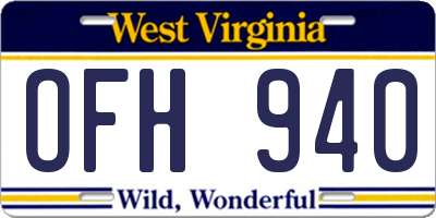 WV license plate OFH940