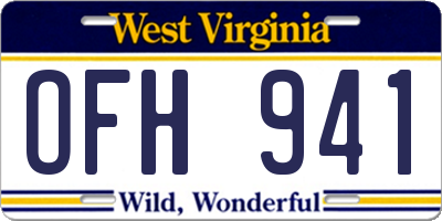 WV license plate OFH941