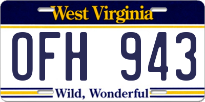 WV license plate OFH943
