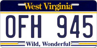 WV license plate OFH945