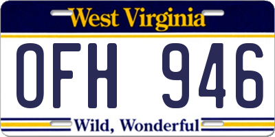 WV license plate OFH946