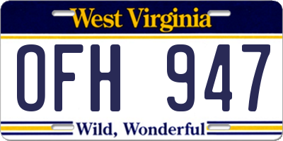 WV license plate OFH947