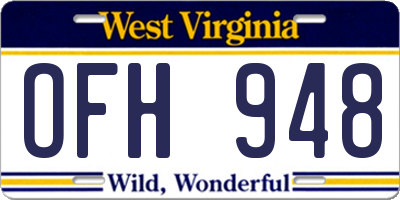 WV license plate OFH948
