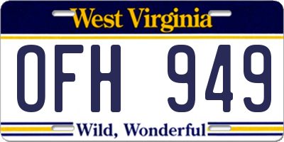 WV license plate OFH949
