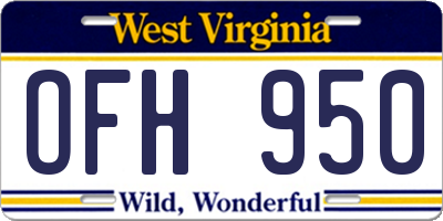 WV license plate OFH950