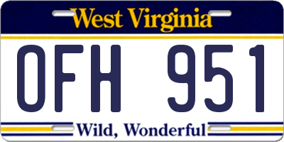 WV license plate OFH951