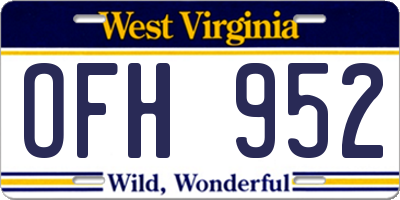 WV license plate OFH952