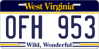WV license plate OFH953