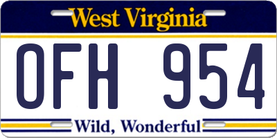 WV license plate OFH954