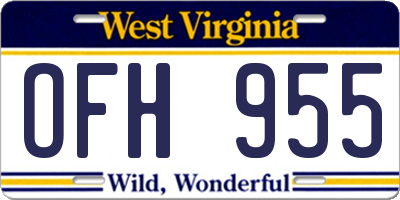 WV license plate OFH955