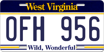 WV license plate OFH956