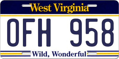 WV license plate OFH958