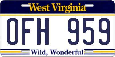 WV license plate OFH959