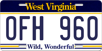 WV license plate OFH960