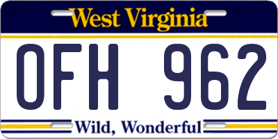 WV license plate OFH962