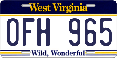 WV license plate OFH965
