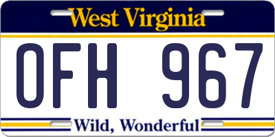 WV license plate OFH967