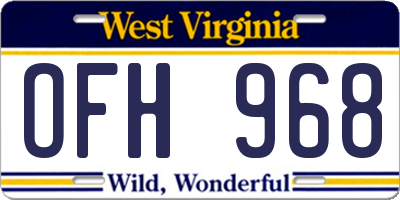 WV license plate OFH968