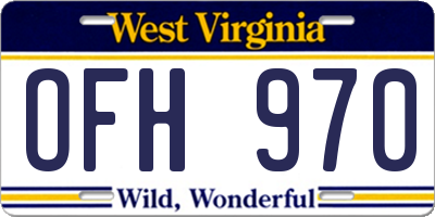 WV license plate OFH970