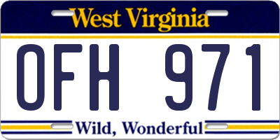 WV license plate OFH971