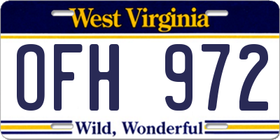WV license plate OFH972