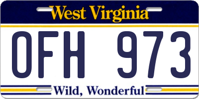 WV license plate OFH973