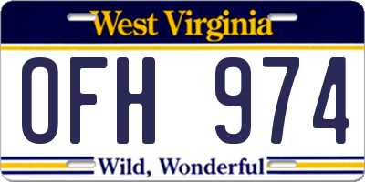 WV license plate OFH974