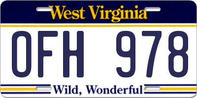 WV license plate OFH978