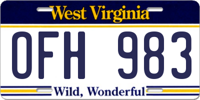 WV license plate OFH983
