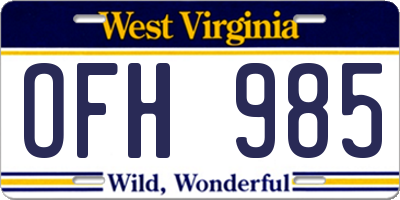 WV license plate OFH985