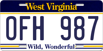 WV license plate OFH987