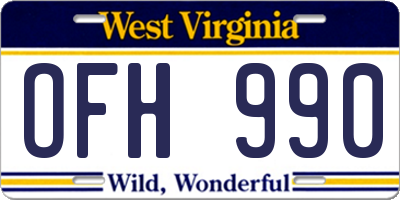 WV license plate OFH990