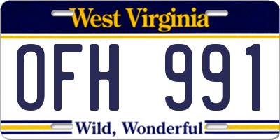 WV license plate OFH991