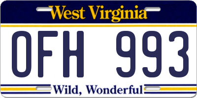 WV license plate OFH993