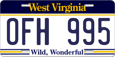 WV license plate OFH995