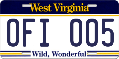 WV license plate OFI005