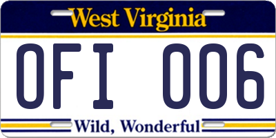 WV license plate OFI006
