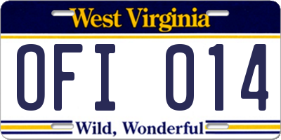 WV license plate OFI014