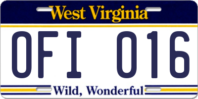 WV license plate OFI016