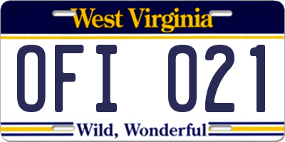 WV license plate OFI021