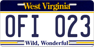 WV license plate OFI023