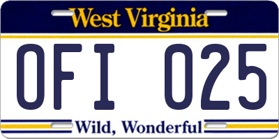 WV license plate OFI025