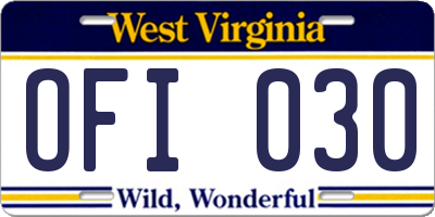 WV license plate OFI030