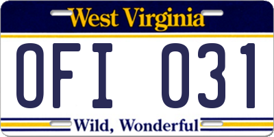 WV license plate OFI031