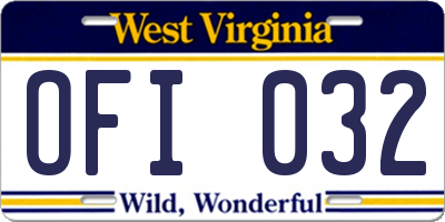 WV license plate OFI032
