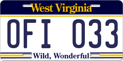 WV license plate OFI033